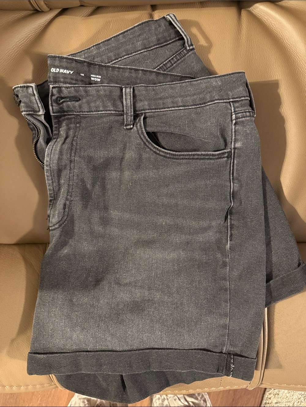 Old Navy distressed black/charcoal Folded-Hem Jean Shorts